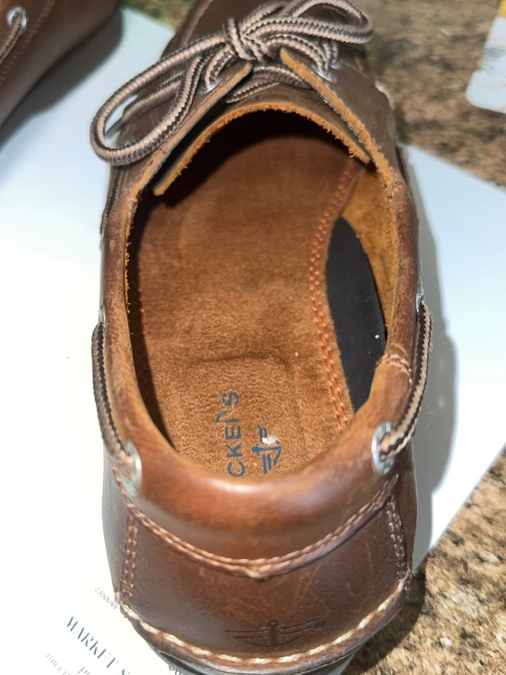 Dockers Brown Leather Boat Shoes with Contrast Laces